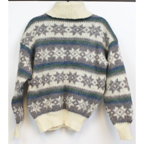 VTG 80s Hilda Ltd Wool Sweater sz M Iceland Thick Warm Winter Snowflake Blue - Picture 5 of 9